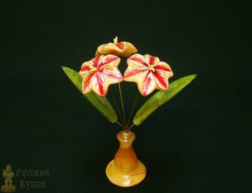 Ваза из селенита "Лилии" 3 цветка